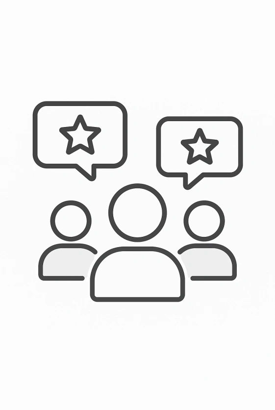 Outline icon of people sharing testimonials, directory theme